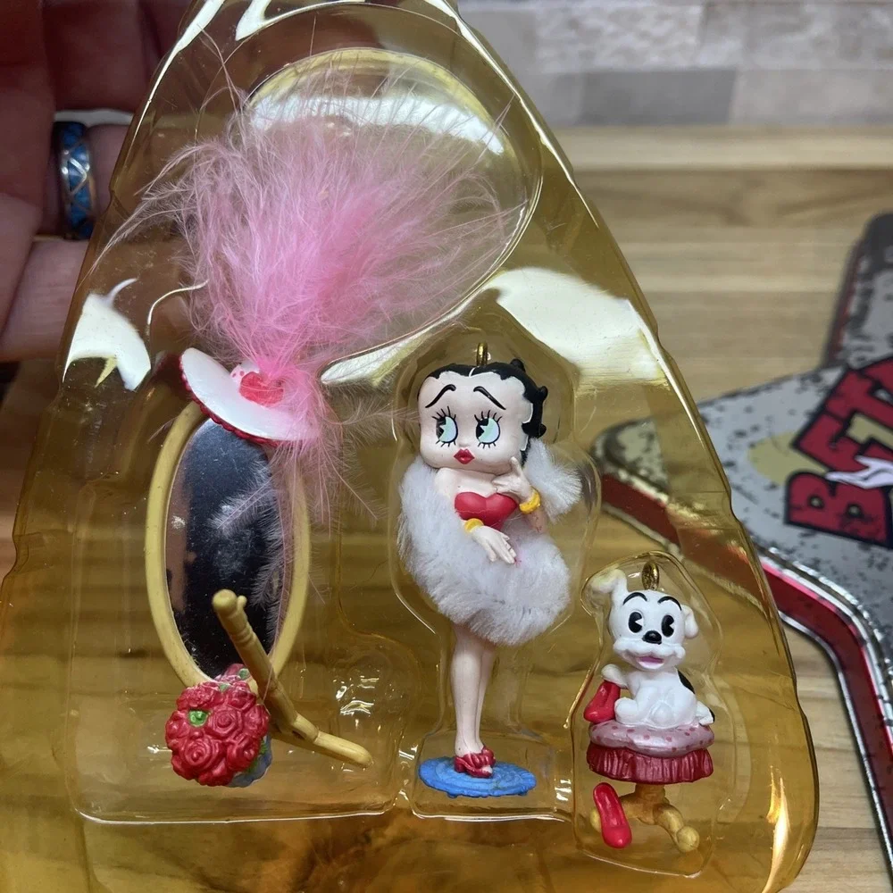 Betty Boop Carlton Cards Ornament‎ Set w/Tin Star Can,